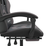 Swivel Gaming Chair with Footrest Black&Grey Faux Leather - Low Angle