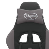 Swivel Gaming Chair with Footrest Black&Grey Faux Leather