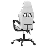 Swivel Gaming Chair with Footrest White&Black Faux Leather