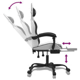 Swivel Gaming Chair with Footrest White&Black Faux Leather