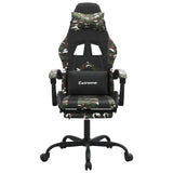Swivel Gaming Chair with Footrest Black&Camouflage Faux Leather - Side View