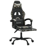 Swivel Gaming Chair with Footrest Black&Camouflage Faux Leather - Rear View