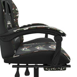 Swivel Gaming Chair with Footrest Black&Camouflage Faux Leather - Close-Up Angle