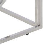 Coffee Table Silver Stainless Steel and Tempered Glass - Rear View