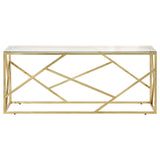 Coffee Table Gold Stainless Steel and Tempered Glass - Side View
