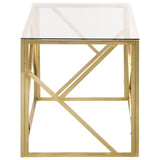 Coffee Table Gold Stainless Steel and Tempered Glass - Top-Down View