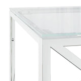 Coffee Table 110x45x45 cm Stainless Steel and Glass - 45-Degree Angle