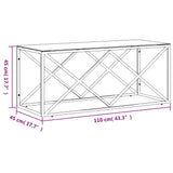 Coffee Table 110x45x45 cm Stainless Steel and Glass