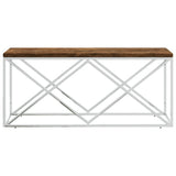 Coffee Table Stainless Steel and Solid Wood Reclaimed - Side View