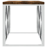 Coffee Table Stainless Steel and Solid Wood Reclaimed - Top-Down View