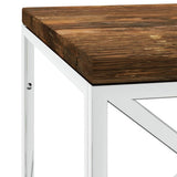 Coffee Table Stainless Steel and Solid Wood Reclaimed - 45-Degree Angle