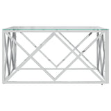 Coffee Table 80x80x40 cm Stainless Steel and Glass - Side View