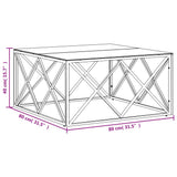 Coffee Table 80x80x40 cm Stainless Steel and Glass