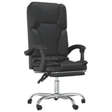 Massage Reclining Office Chair Black Faux Leather - Front View