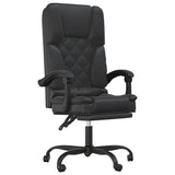 Massage Reclining Office Chair Black Faux Leather - Front View