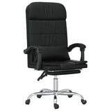 Massage Reclining Office Chair Black Faux Leather - Front View