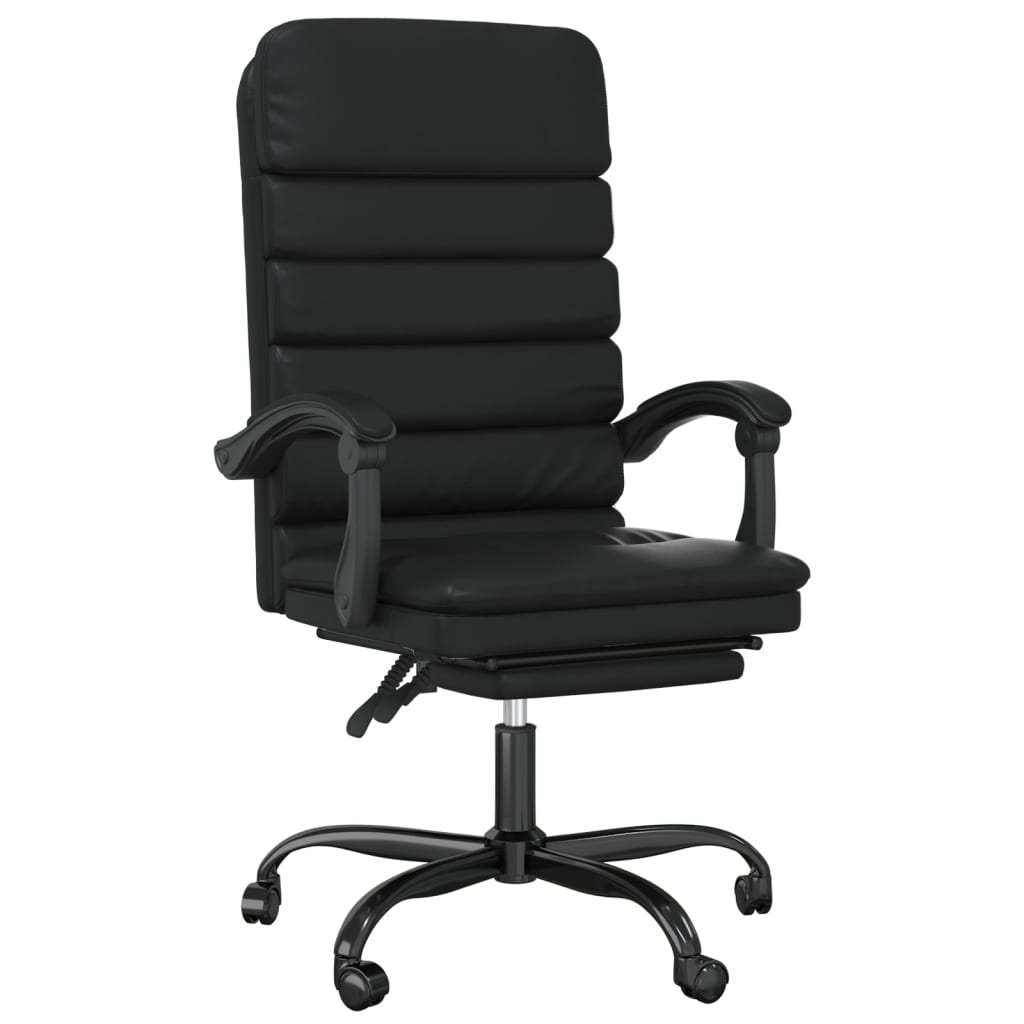 Massage Reclining Office Chair Black Faux Leather