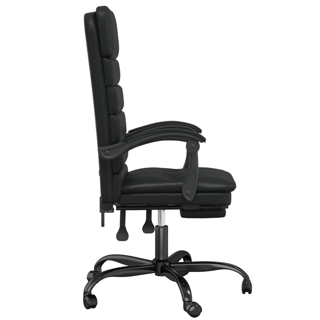Massage Reclining Office Chair Black Faux Leather