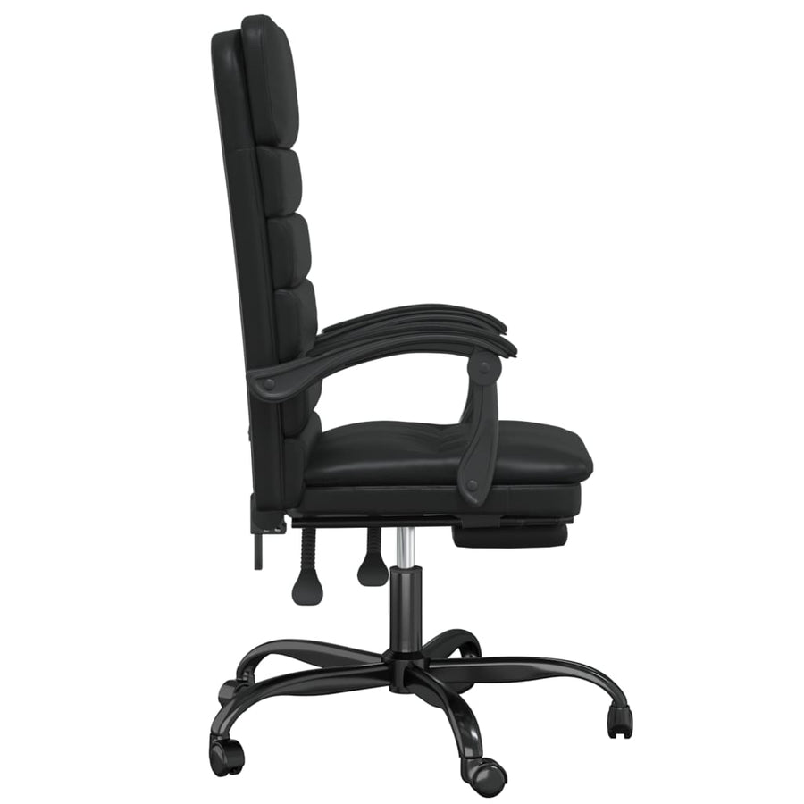 Massage Reclining Office Chair Black Faux Leather
