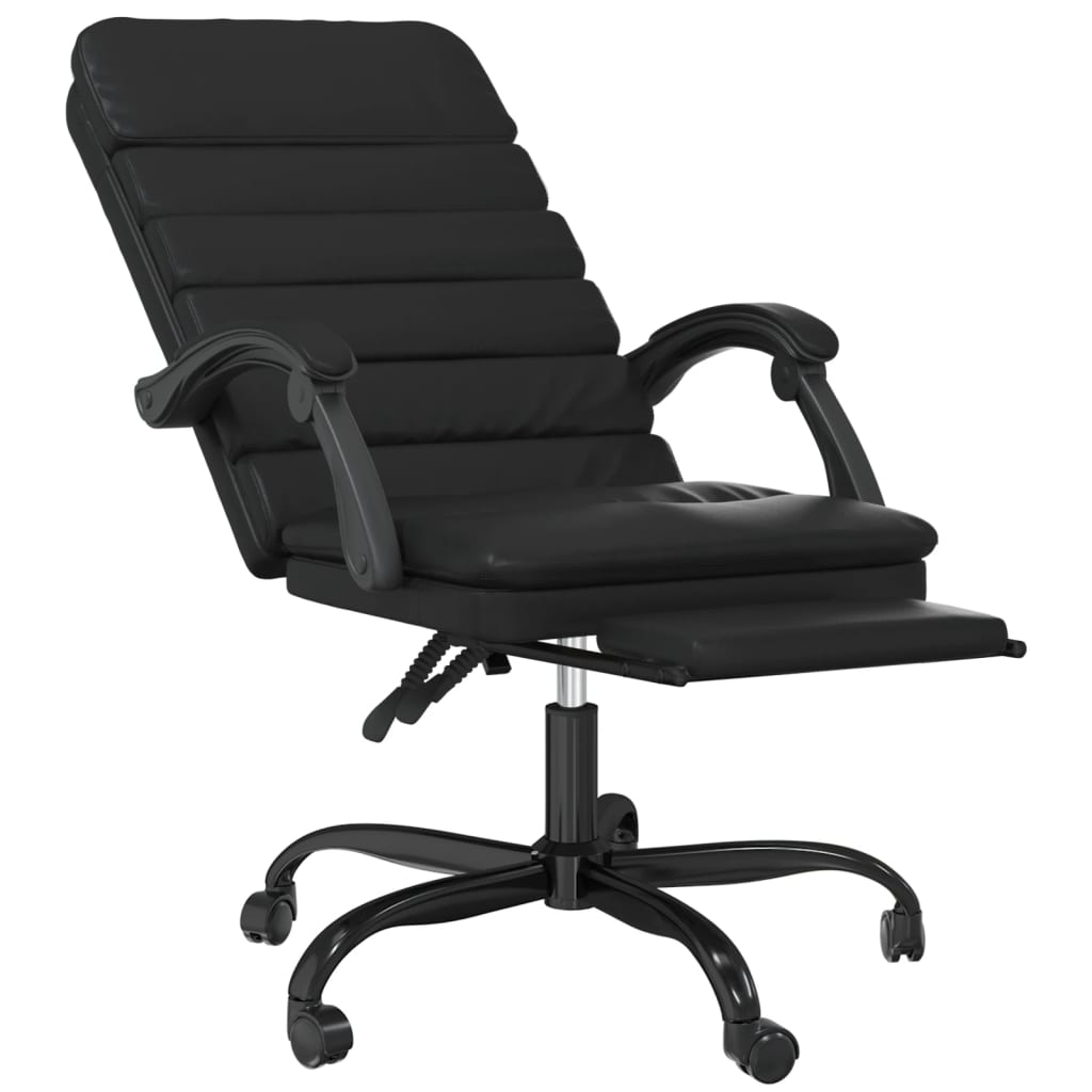 Massage Reclining Office Chair Black Faux Leather