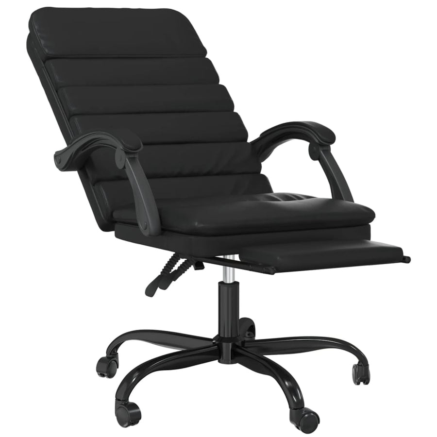 Massage Reclining Office Chair Black Faux Leather