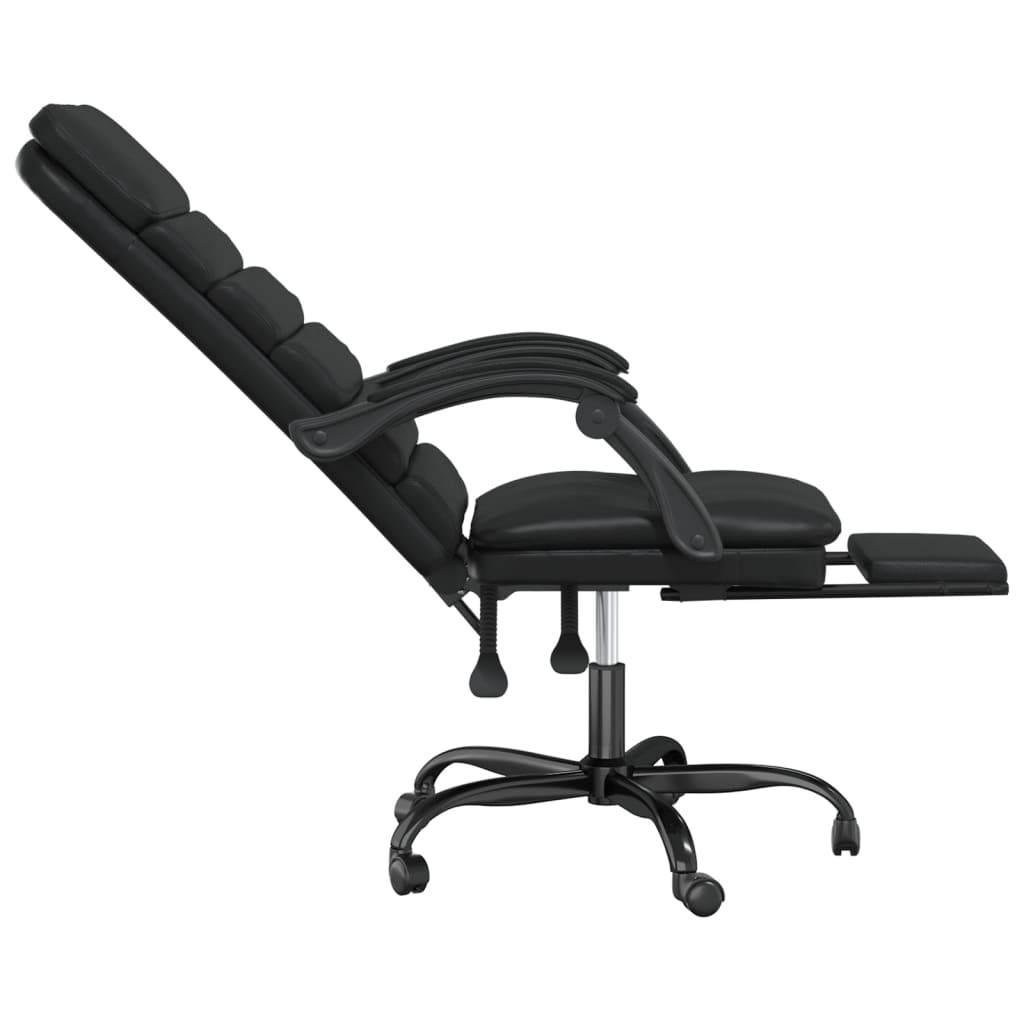 Massage Reclining Office Chair Black Faux Leather