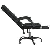 Massage Reclining Office Chair Black Faux Leather - Close-Up Angle