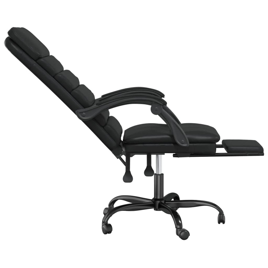 Massage Reclining Office Chair Black Faux Leather