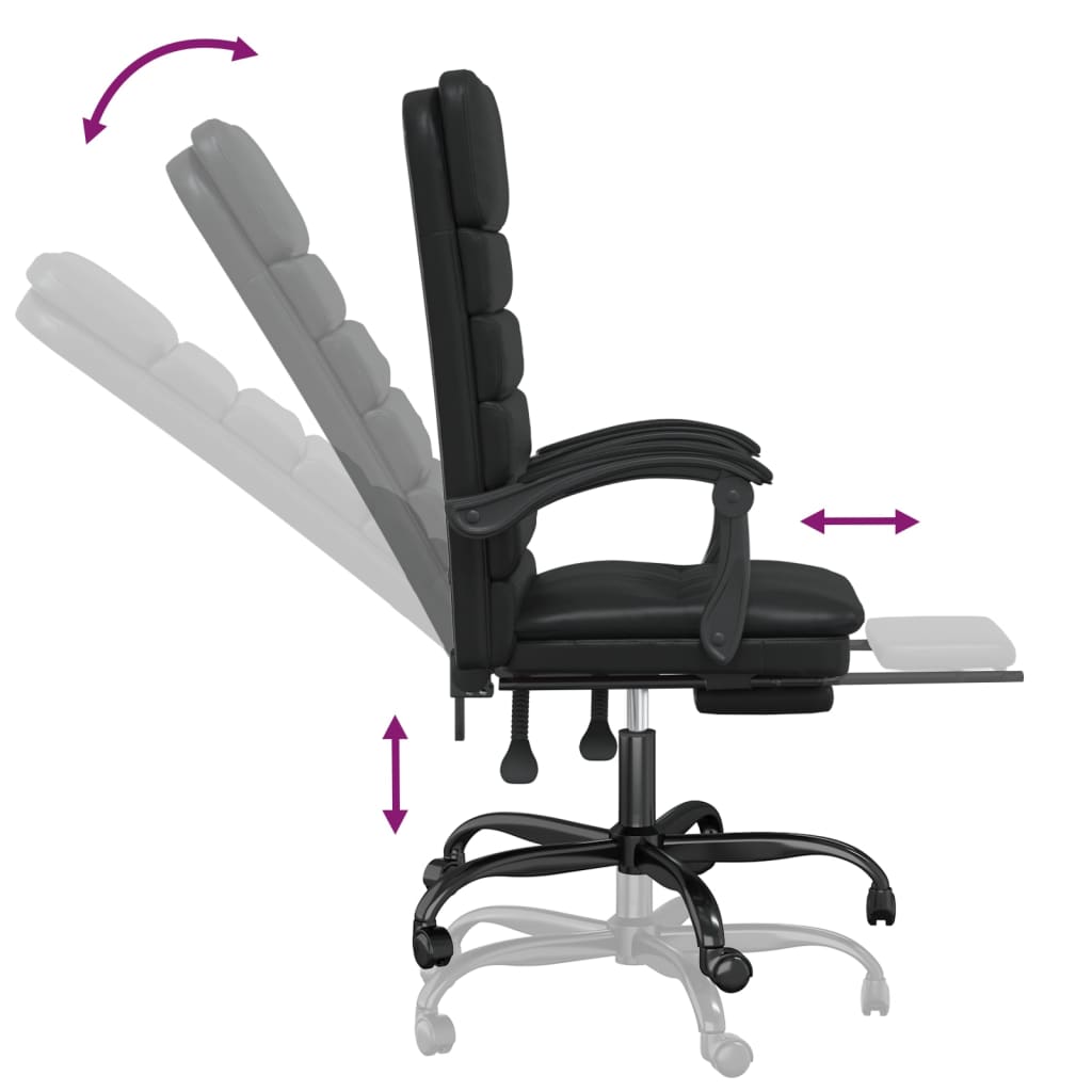 Massage Reclining Office Chair Black Faux Leather