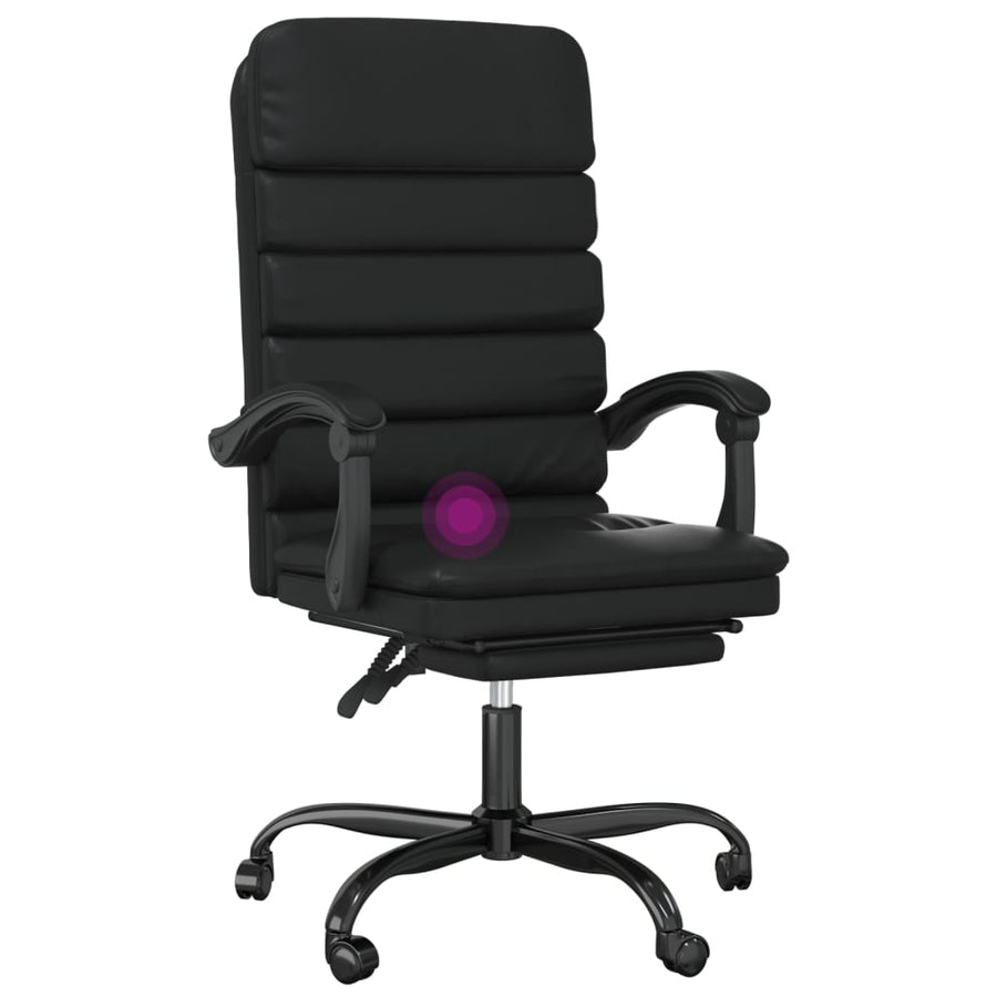 Massage Reclining Office Chair Black Faux Leather