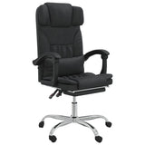Massage Reclining Office Chair Black Faux Leather - Front View