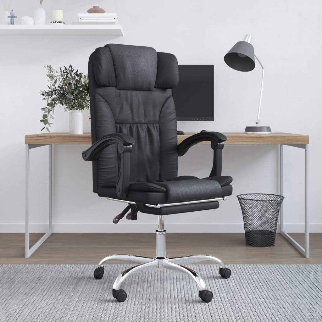 Massage Reclining Office Chair Black Faux Leather