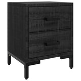 Bedside Cabinet Black 36x30x45 cm Solid Pinewood - Front View
