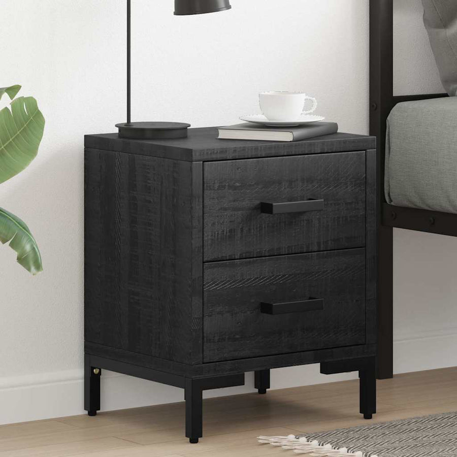 Bedside Cabinet Black 36x30x45 cm Solid Pinewood