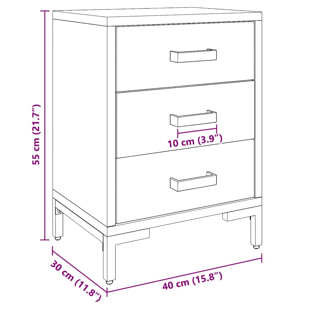 Bedside Cabinet Black 40x30x55 cm Solid Pinewood