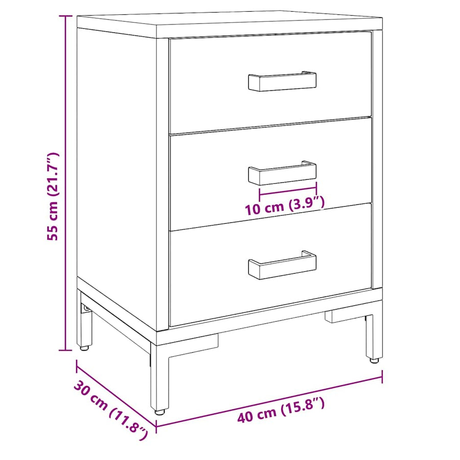 Bedside Cabinet Black 40x30x55 cm Solid Pinewood