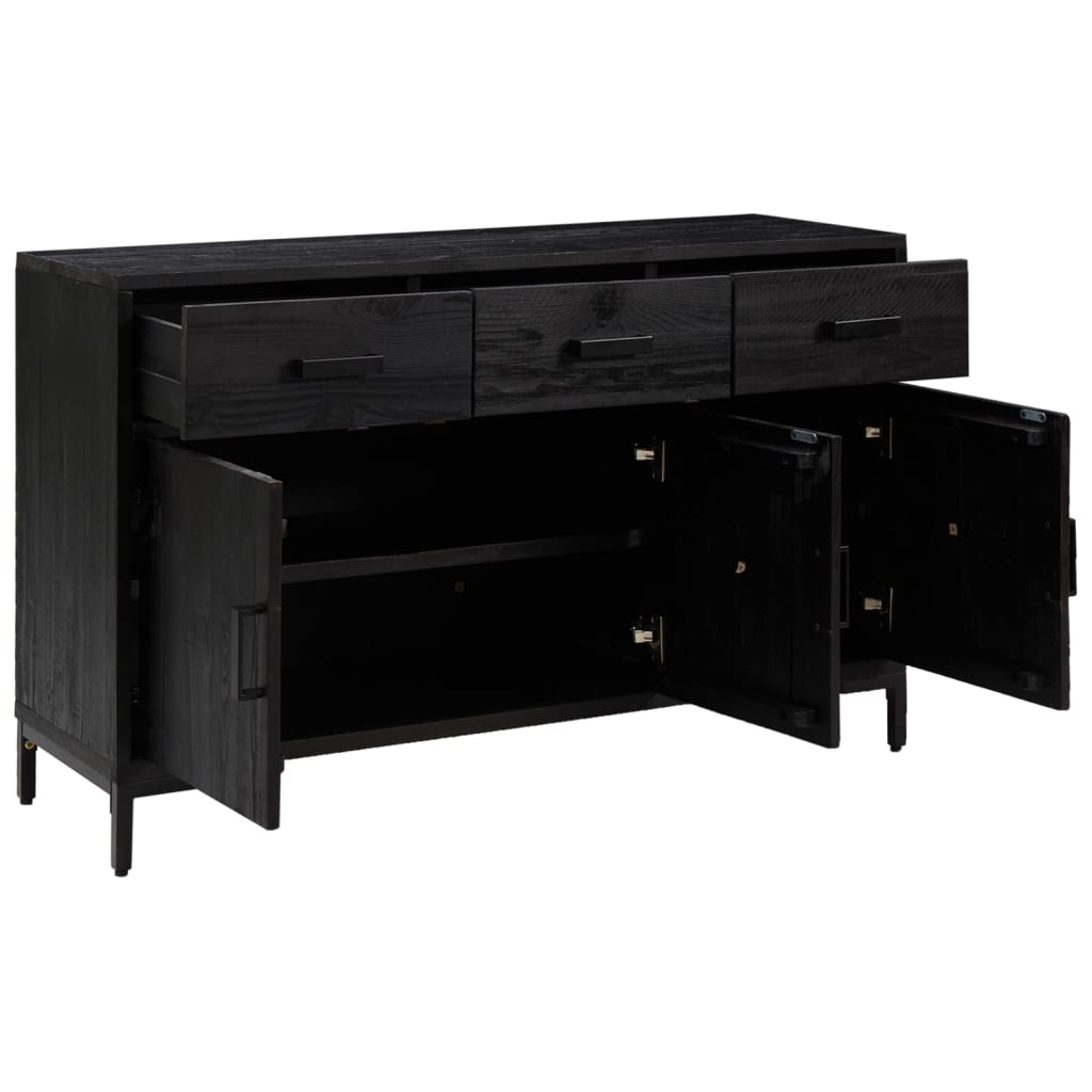Sideboard Black 110x35x70 cm Solid Pinewood