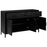 Sideboard Black 110x35x70 cm Solid Pinewood