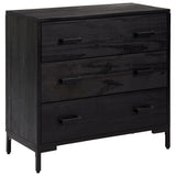 Chest of Drawers Black 75x35x70 cm Solid Pinewood - Front View