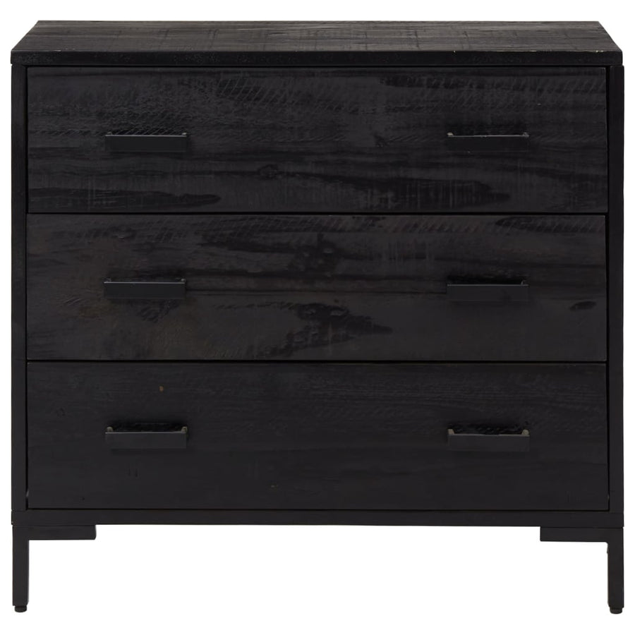 Chest of Drawers Black 75x35x70 cm Solid Pinewood