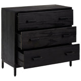 Chest of Drawers Black 75x35x70 cm Solid Pinewood - Top-Down View