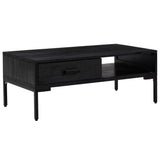 Coffee Table Black 90x50x35 cm Solid Pinewood - Front View