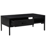 Coffee Table Black 90x50x35 cm Solid Pinewood - Top-Down View