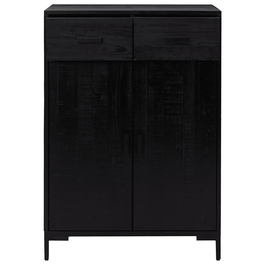 Shoe Rack Black 75x40x110 cm Solid Pinewood