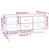 TV Cabinet 100x34x40 cm Solid Wood Pine - Extra Image