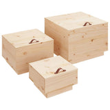 Storage Boxes with Lids 3 pcs Solid Wood Pine