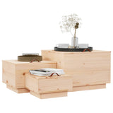 Storage Boxes with Lids 3 pcs Solid Wood Pine - Top-Down View