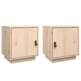 Bedside Cabinets 2 pcs 40x34x45 cm Solid Wood Pine - Front View