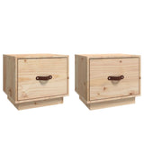 Bedside Cabinets 2 pcs 40x34x35 cm Solid Wood Pine - Front View