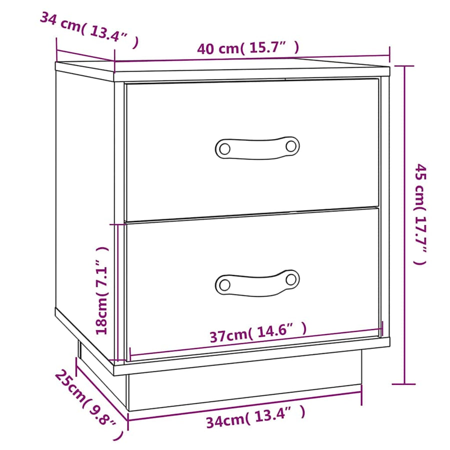 Bedside Cabinets 2 pcs 40x34x45 cm Solid Wood Pine